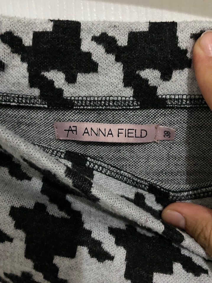 Siyah Beyaz Kazayağı Desenli Midi Etek - Görsel 2