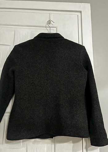 Düğmeli Gri Kadın Kaşe Blazer Ceket - Görsel 4