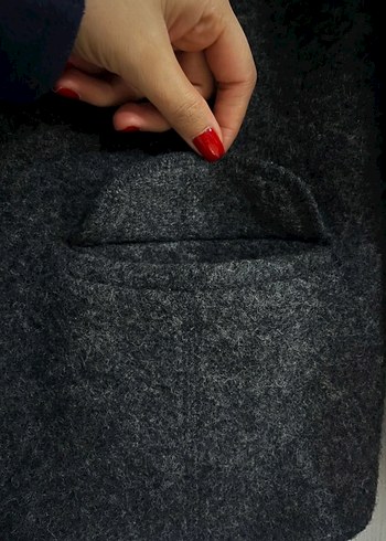 Düğmeli Gri Kadın Kaşe Blazer Ceket - Görsel 2