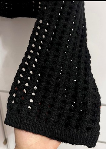 Siyah Örgü Uzun Kollu Kadın Kazak - Görsel 2