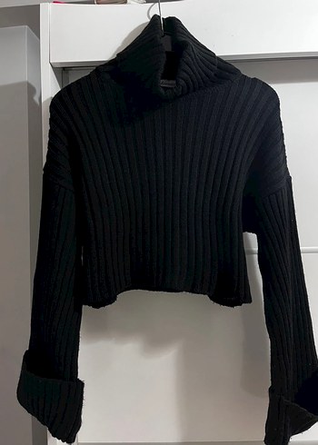 Siyah Boğazlı Triko Kadın Kazak - Görsel 4