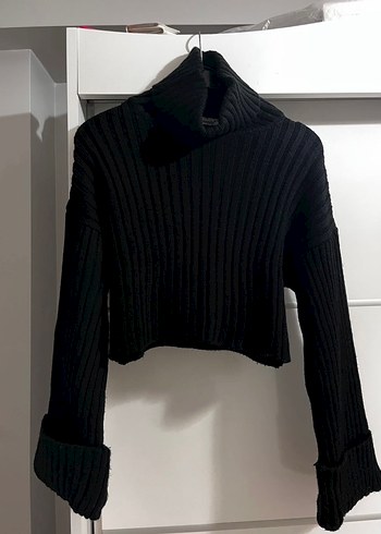 Siyah Boğazlı Triko Kadın Kazak - Görsel 2