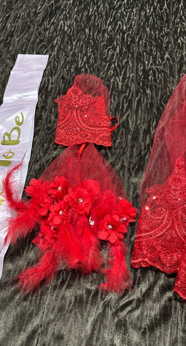 Kırmızı Dantel Bohem Gelin Aksesuar Seti - Görsel 3