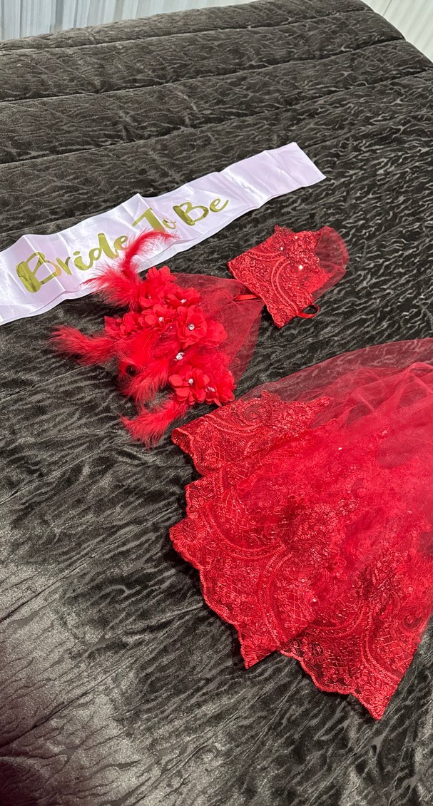 Kırmızı Dantel Bohem Gelin Aksesuar Seti - Görsel 5