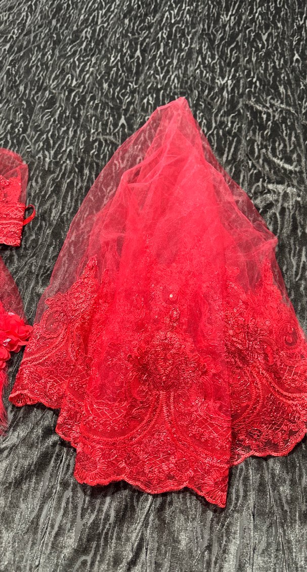 Kırmızı Dantel Bohem Gelin Aksesuar Seti - Görsel 2