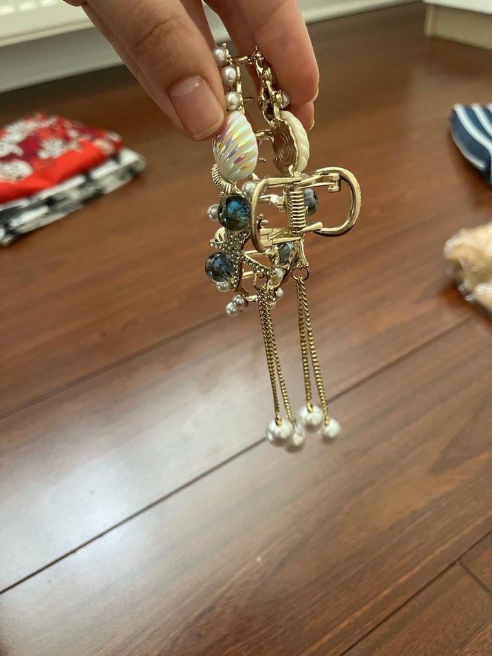 Boncuklu Altın Renkli Bohem Saç Tokası - Görsel 2