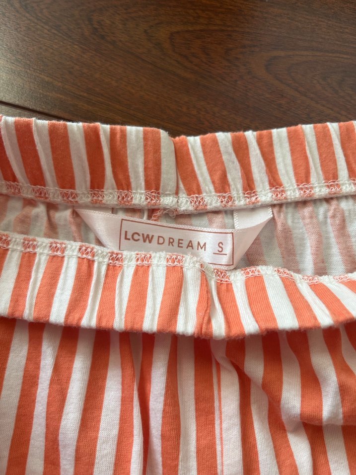 LCW Dream Turuncu Çizgili Pamuklu Mini Şort - Görsel 2