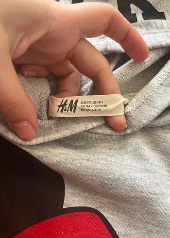 Hm Gri Kapüşonlu çocuk Mickey Baskılı Sweatshirt - Görsel 2