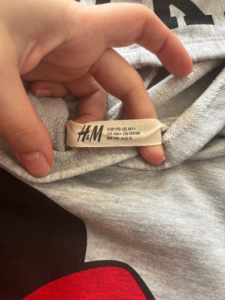 Hm Gri Kapüşonlu çocuk Mickey Baskılı Sweatshirt - Görsel 2