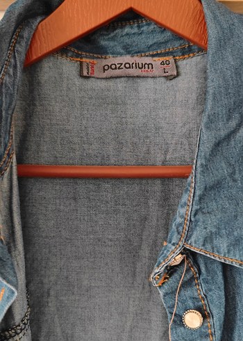 Kadın Mavi Uzun Denim Ceket - Görsel 2