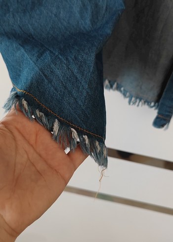 Kadın Mavi Uzun Denim Ceket - Görsel 4