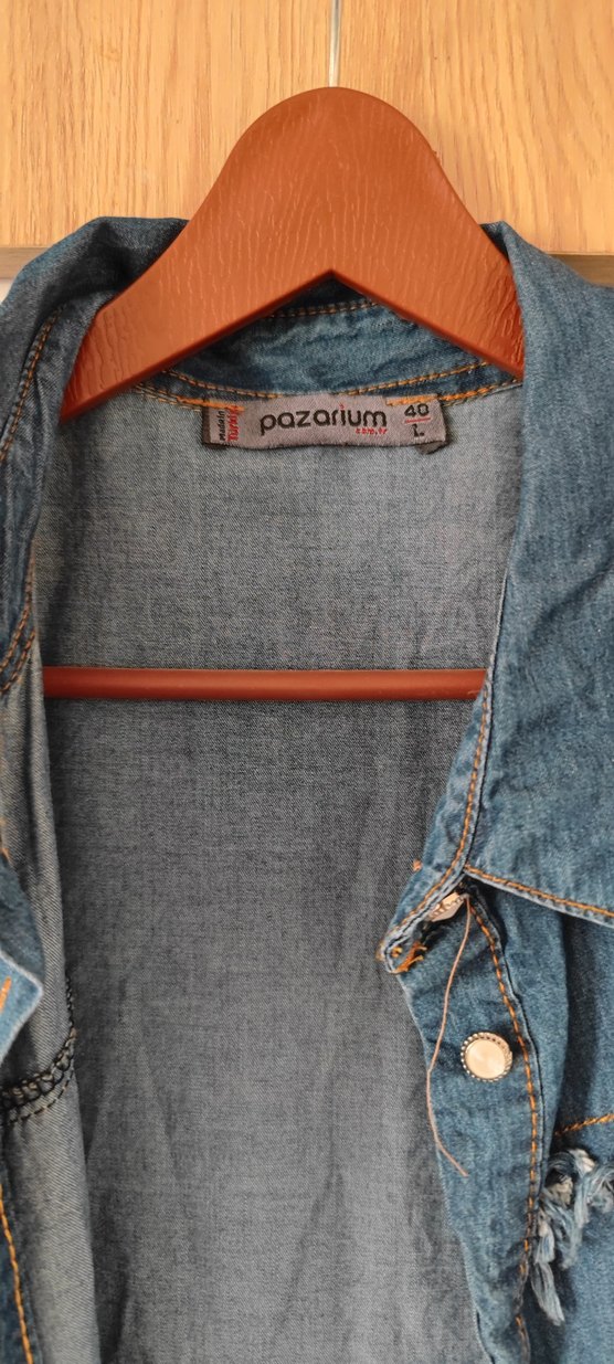 Kadın Mavi Uzun Denim Ceket - Görsel 2