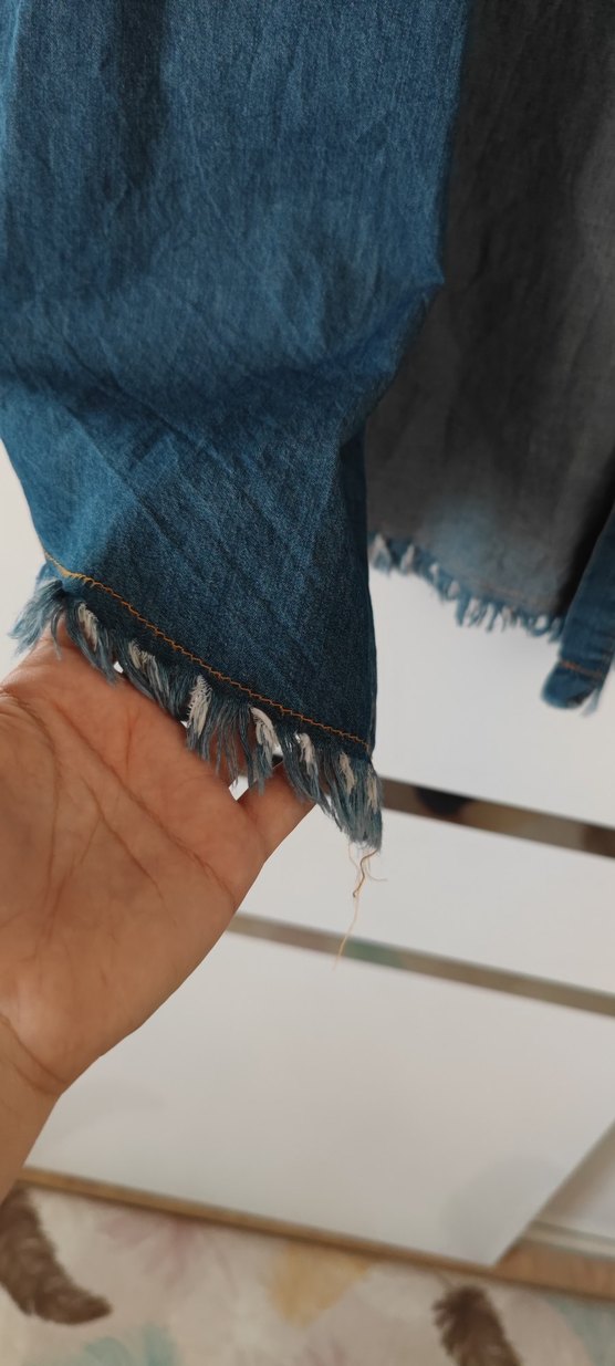 Kadın Mavi Uzun Denim Ceket - Görsel 4