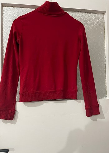 Kadın Kırmızı Uzun Kollu Fermuarlı Ceket - Görsel 5