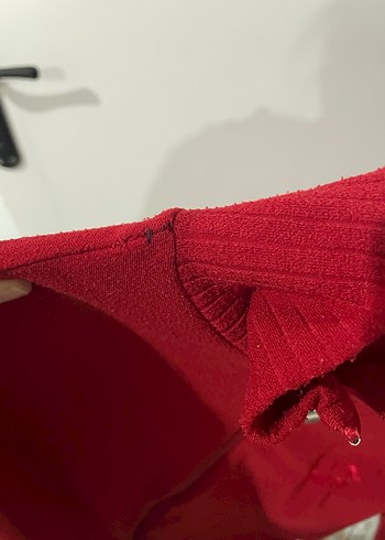 Kadın Kırmızı Uzun Kollu Fermuarlı Ceket - Görsel 3