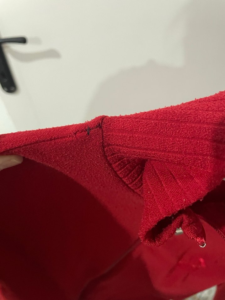 Kadın Kırmızı Uzun Kollu Fermuarlı Ceket - Görsel 3