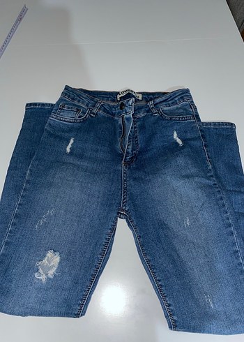 Kadın Mavi dar paça jean