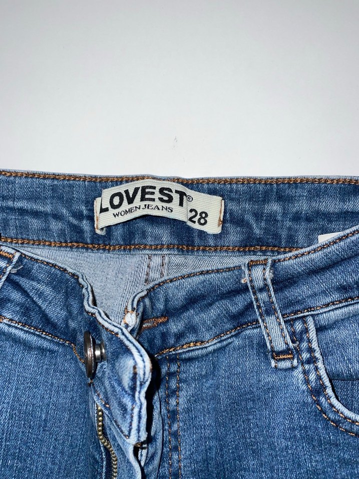 Kadın Mavi dar paça jean - Görsel 3