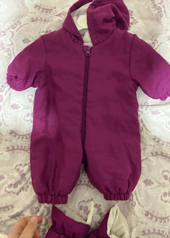 Mor Bebek Kız Tulumu Kapüşonlu - Görsel 2
