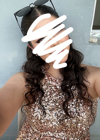 Altın Renk Drapeli Uzun Straplez Elbise - Görsel 4