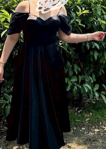 Askılı MIDI boy siyah abiye - Görsel 4