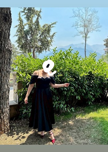 Askılı MIDI boy siyah abiye - Görsel 2