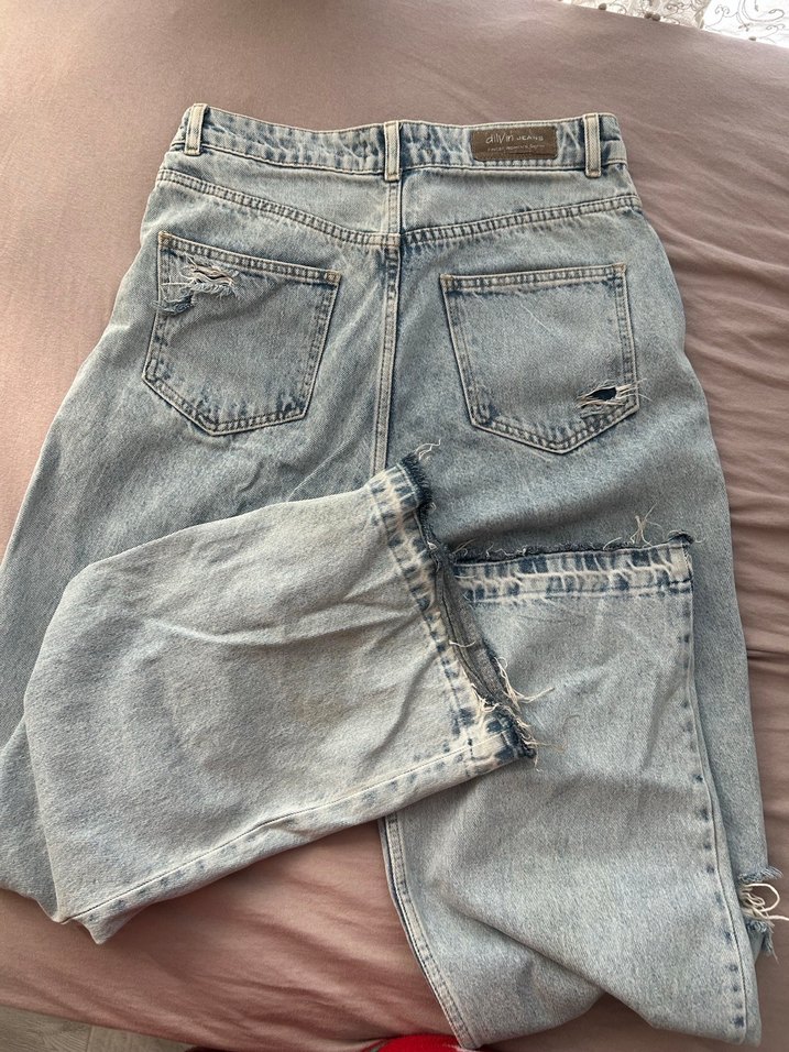 Yırtık bol kesim kot - Görsel 5