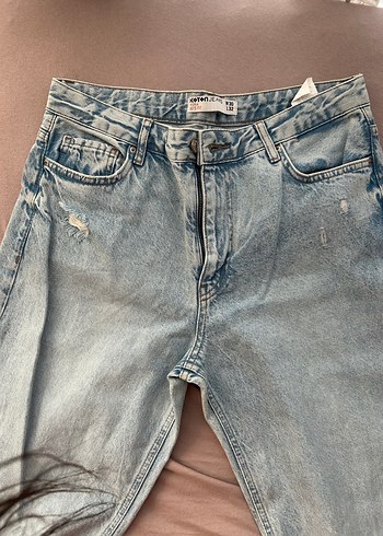 Kadın Mavi Midi Boy Yırtık Salaş Kot - Görsel 2