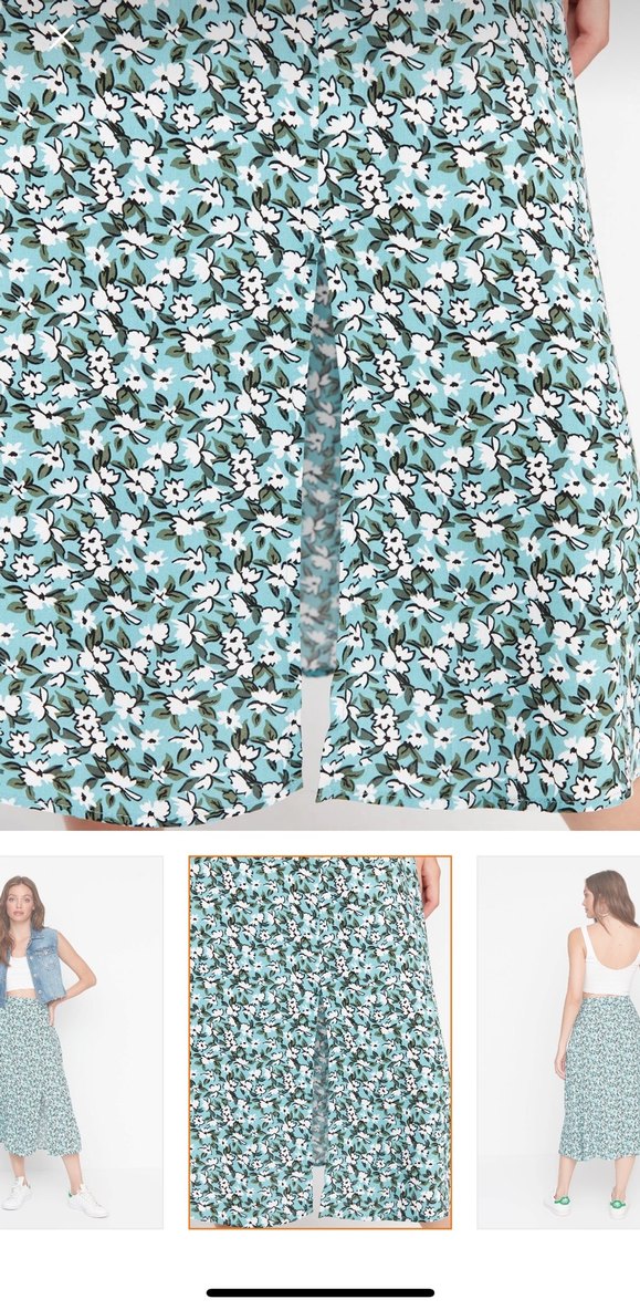 Turkuaz Bağlama Desenli Uzun Midi Etek - Görsel 4