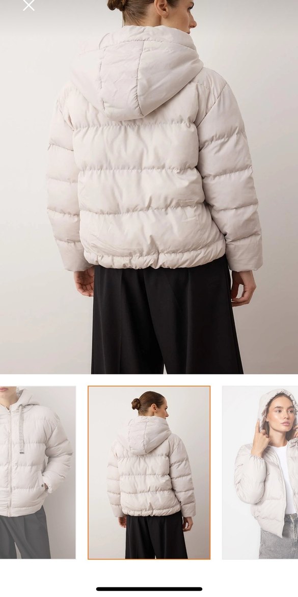 Bej Midi Kadın Kışlık Mont Yüksek Yakalı - Görsel 3