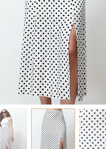 Beyaz Puantiyeli Mini Etek - Görsel 3