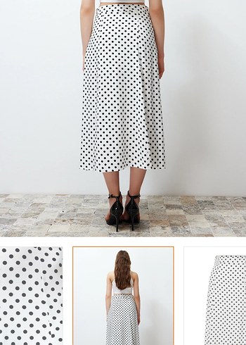 Beyaz Puantiyeli Mini Etek - Görsel 4