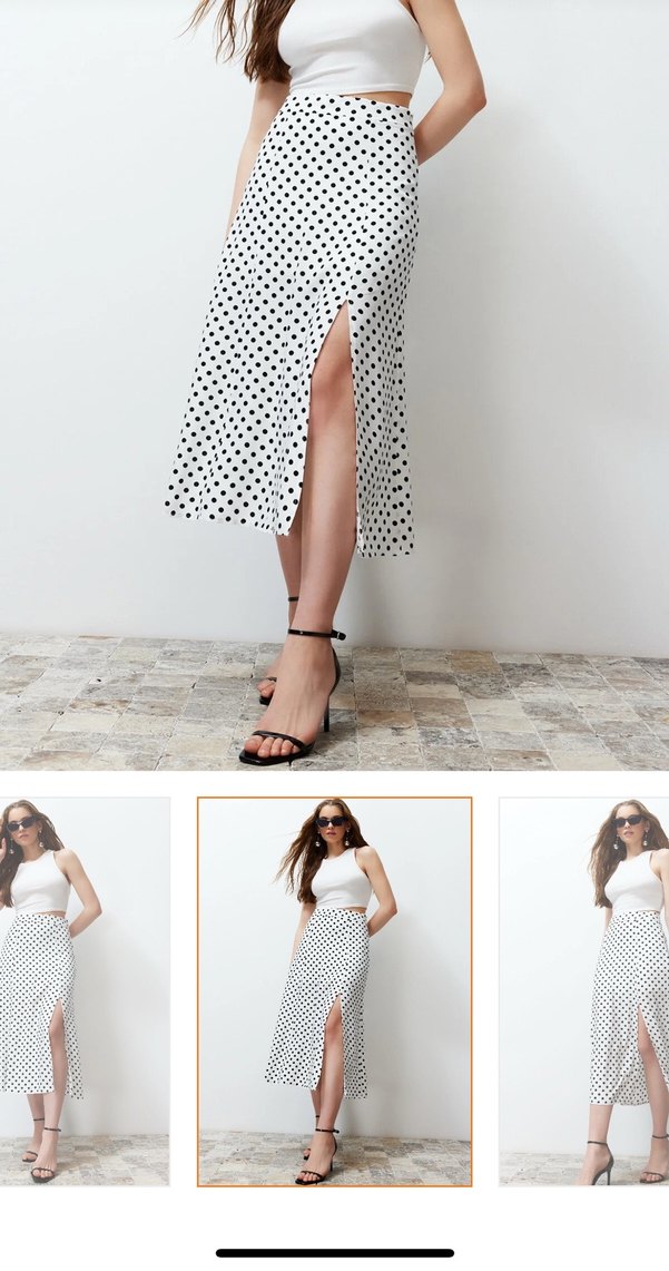 Beyaz Puantiyeli Mini Etek - Görsel 2