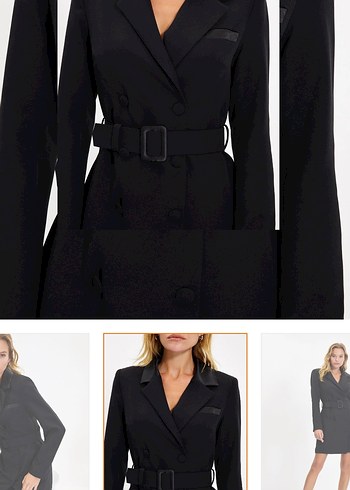 Kadın Siyah Kemerli Midi Trençkot elbise - Görsel 2