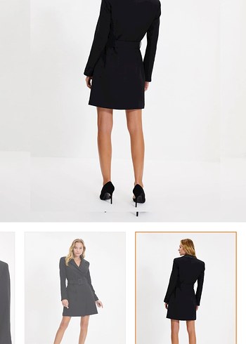 Kadın Siyah Kemerli Midi Trençkot elbise - Görsel 4