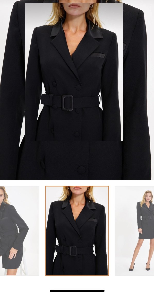 Kadın Siyah Kemerli Midi Trençkot elbise - Görsel 2