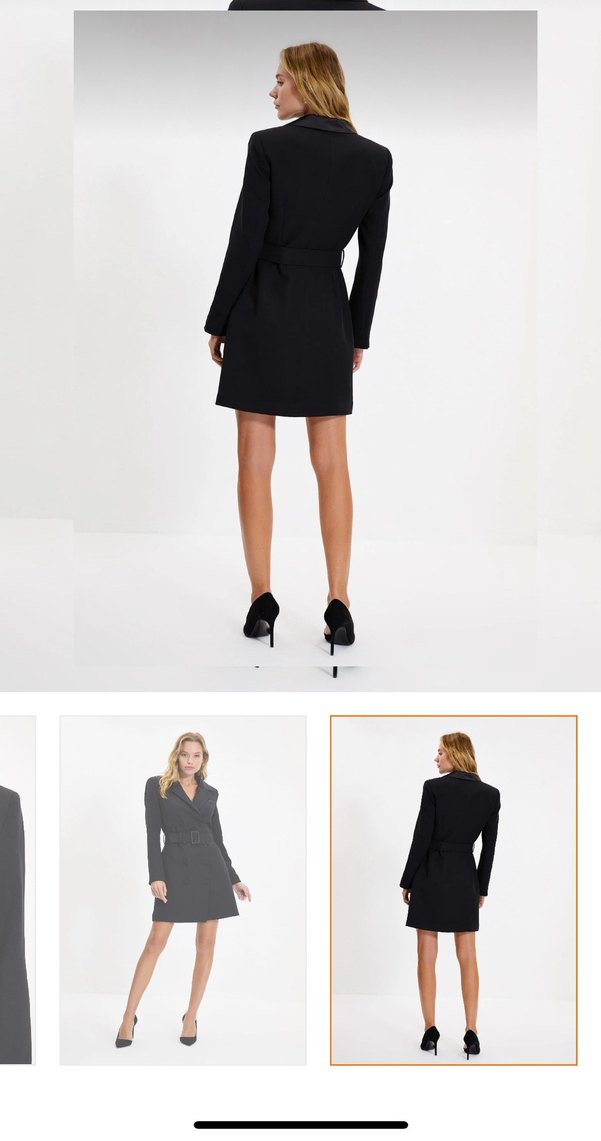 Kadın Siyah Kemerli Midi Trençkot elbise - Görsel 4