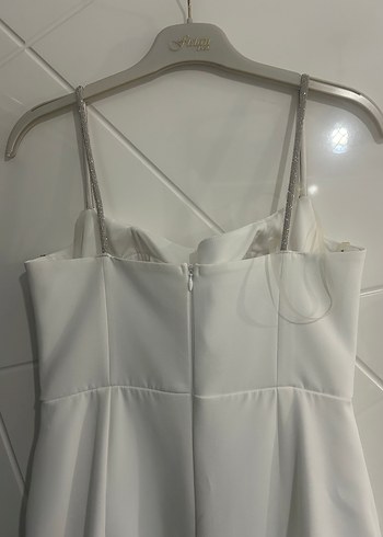 Straplez A Kesim Uzun Beyaz Gelinlik - Görsel 6