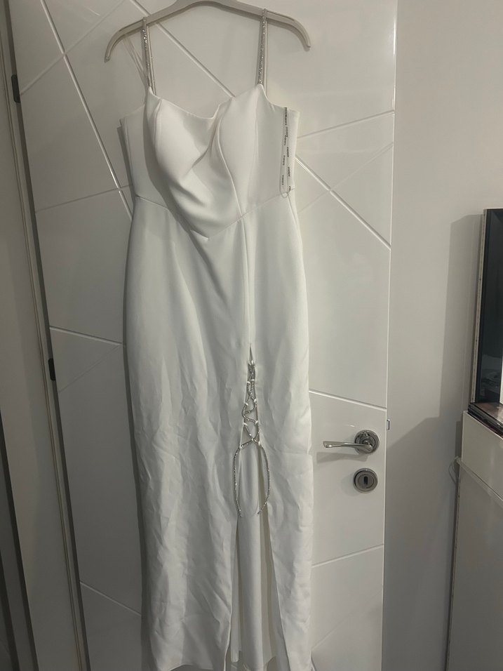 Straplez A Kesim Uzun Beyaz Gelinlik - Görsel 3