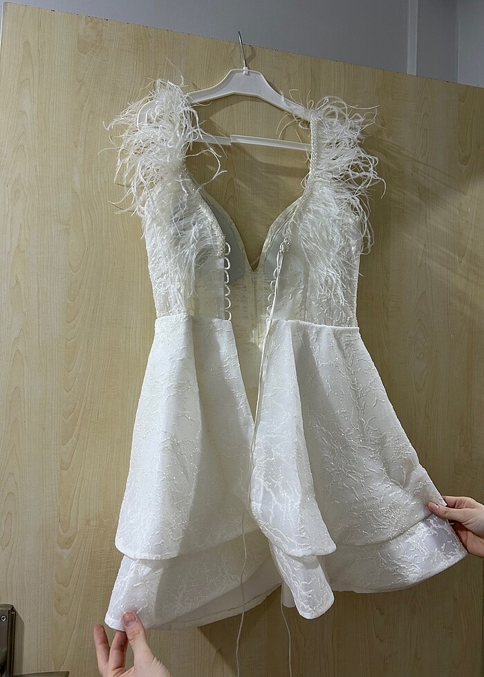 Beyaz after party abiye - Görsel 2