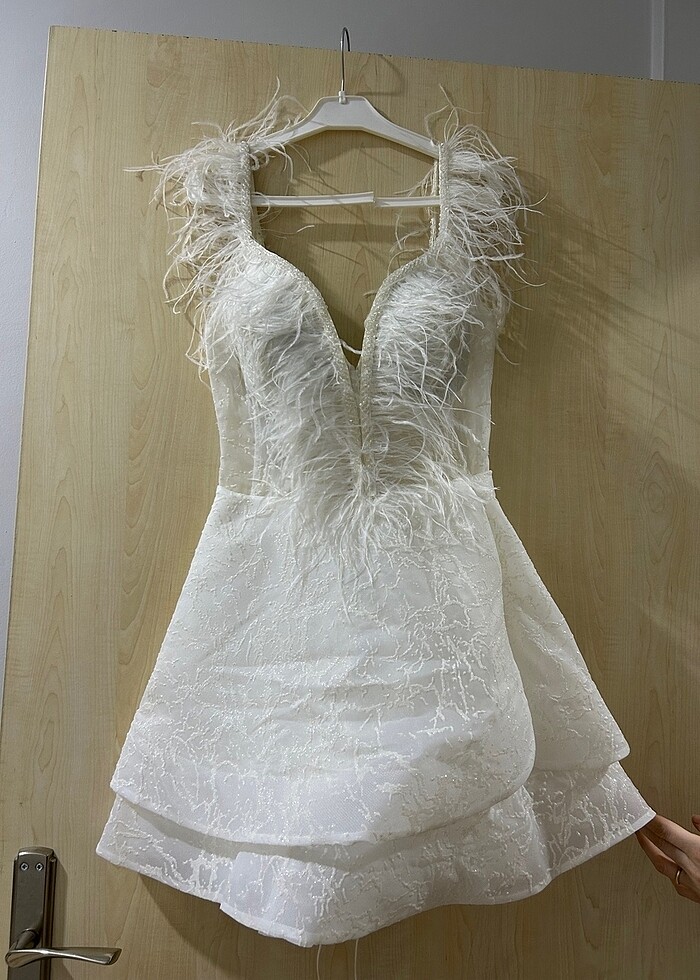 Beyaz after party abiye - Görsel 3