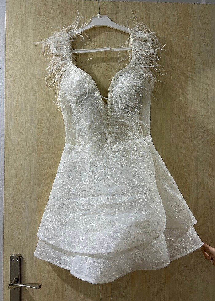 Beyaz after party abiye - Görsel 4