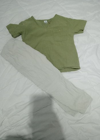 Keten Kumaşlı Kısa Kollu Bebek Erkek Hastane Kıyafeti - Görsel 2