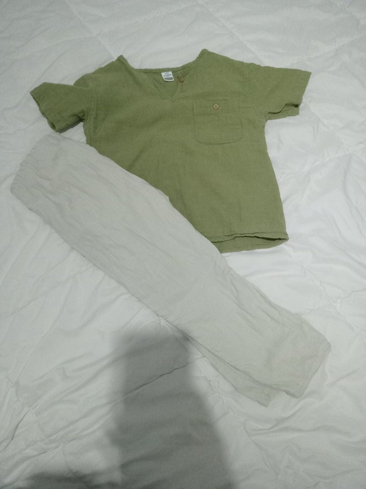 Keten Kumaşlı Kısa Kollu Bebek Erkek Hastane Kıyafeti - Görsel 2