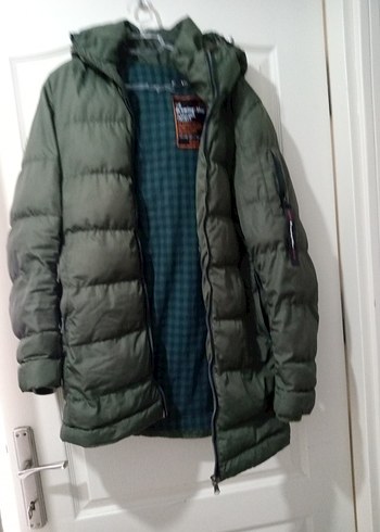 Koyu Yeşil Erkek Kapüşonlu Uzun Mont - Görsel 3