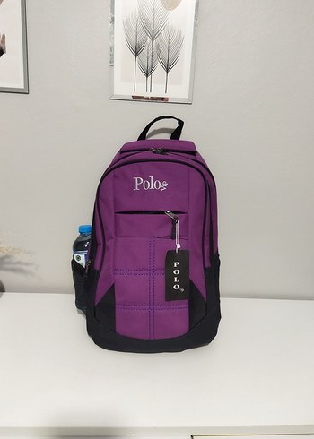Mor Polo Sırt Çantası - Fermuarlı, Baskılı