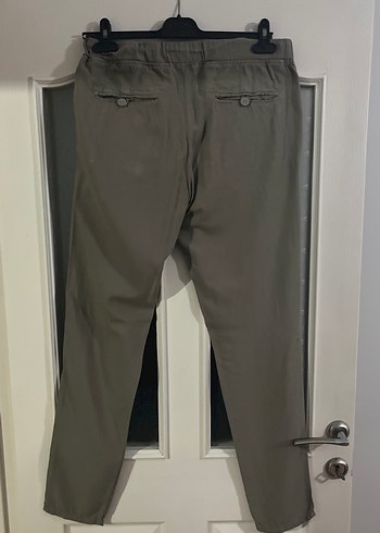 Gri Keten Salaş Kemerli erkek Pantolon - Görsel 2