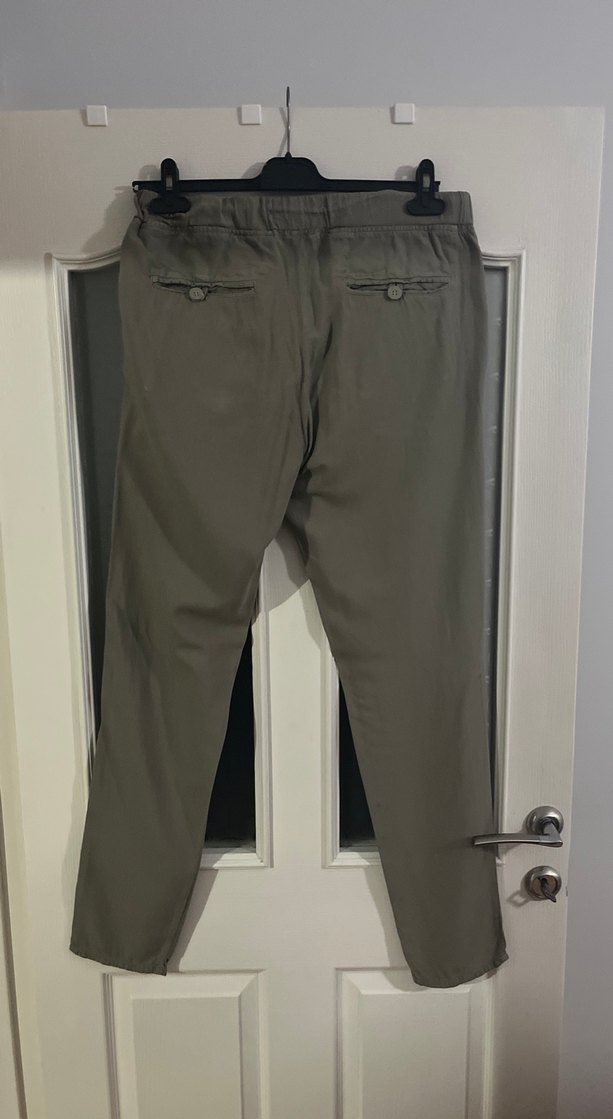 Gri Keten Salaş Kemerli erkek Pantolon - Görsel 2