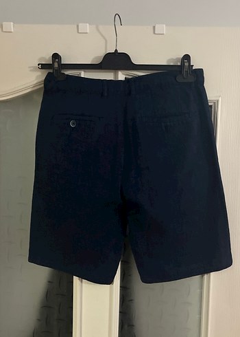 Lacivert Erkek Kot Şort, Kemerli, Regular Fit - Görsel 2