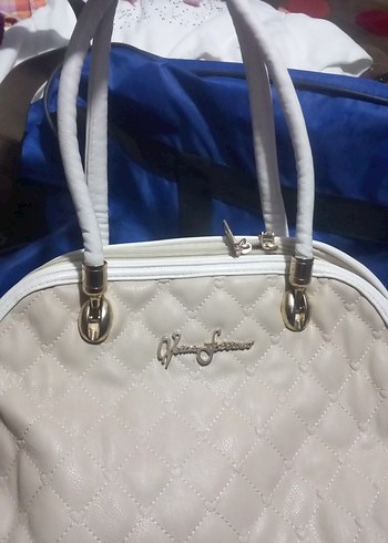 Beyaz Nakışlı Kadın Çantası Fermuarlı - Görsel 4